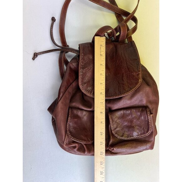 Borse In Pelle Brown Cognac Leather Backpack Made In Italy Bag Pockets Travel - Picture 4 of 12